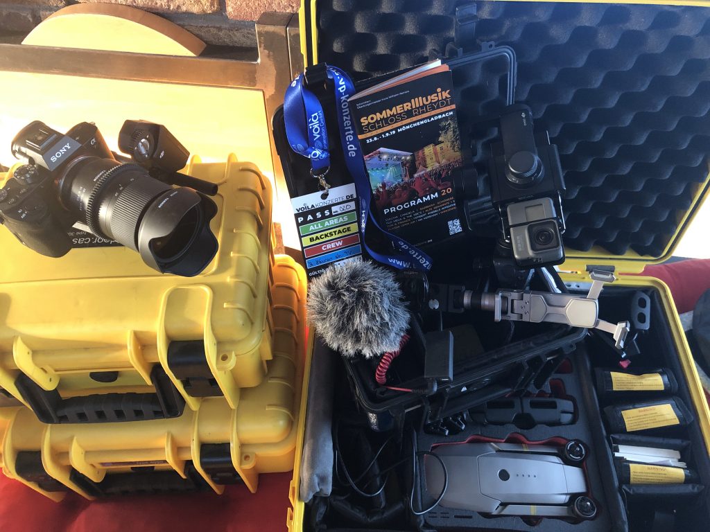Imagefilm Produktion Equipment und Drohnen Koffer